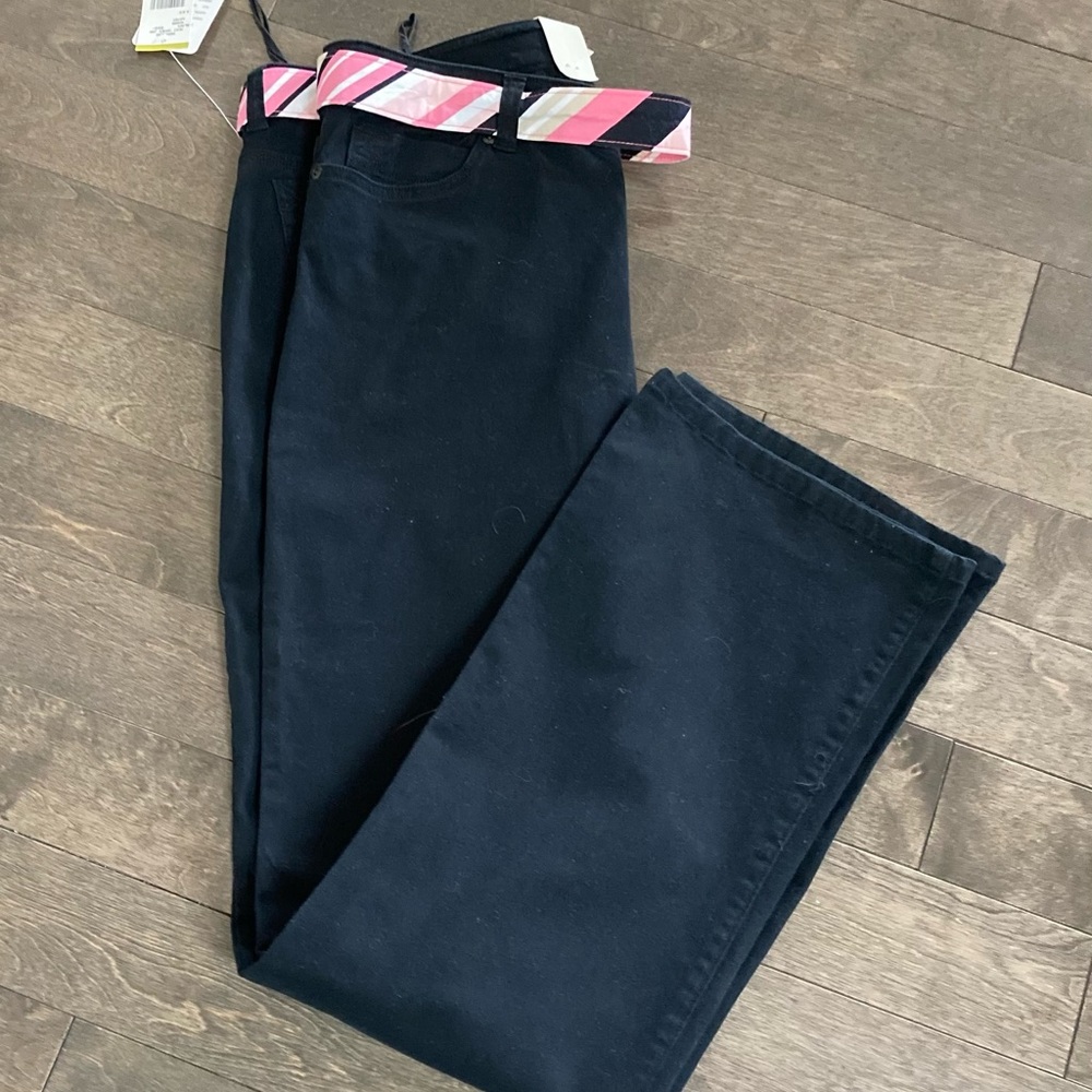 Jones New York Sport Size 14 Black BootcutJeans Belt Inseam 32 NWT